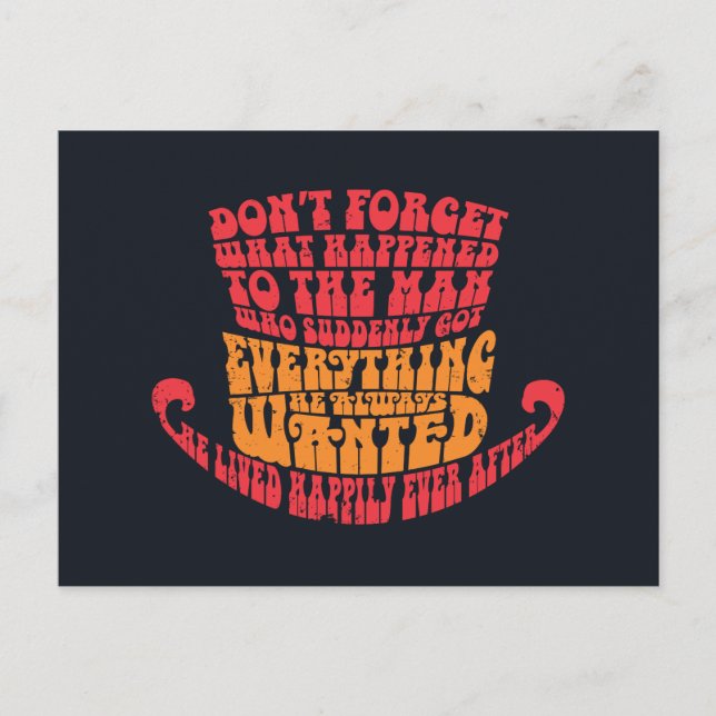 Willy Wonka Hat Typography Vykort (Framsida)