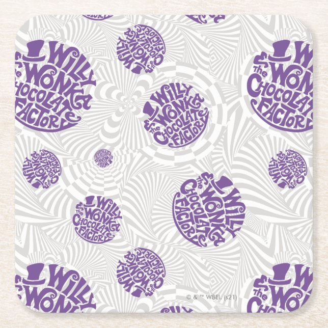 Willy Wonka Logotyp Psychedelic Graphic Underlägg Papper Kvadrat (Framsidan)