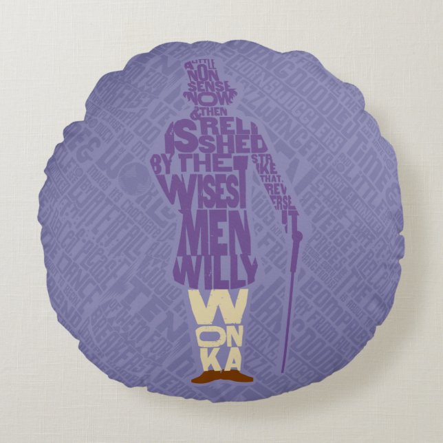 Willy Wonka Quote Silhouette Rund Kudde (Framsidan)