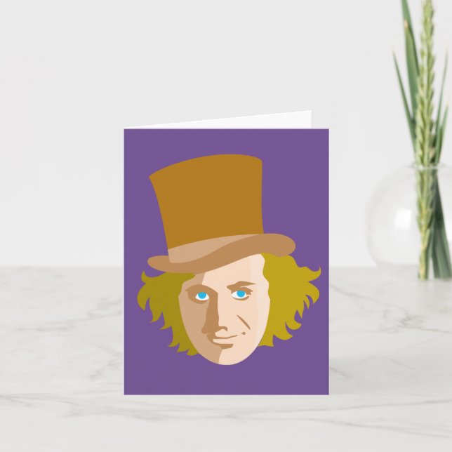 Willy Wonka stencilad ansiktsgrafik Anteckningskort (Framsida)