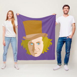 Willy Wonka Stenciled Ansikte Graphic Fleecefilt