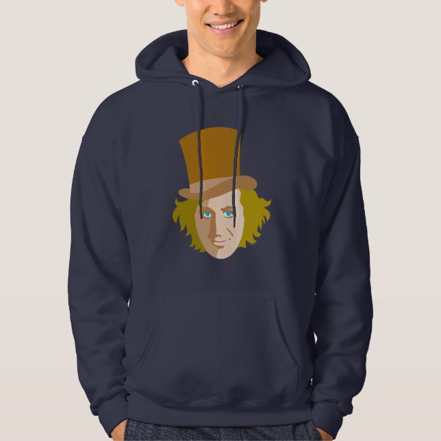 Willy Wonka Stenciled Ansikte Graphic Hoodie (Framsida)