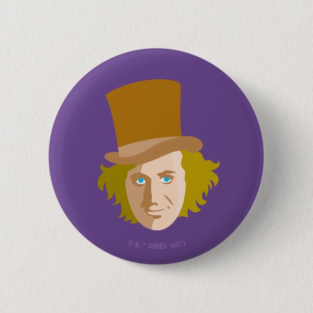 Willy Wonka Stenciled Ansikte Graphic Knapp (Framsida)