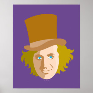 Willy Wonka Stenciled Ansikte Graphic Poster