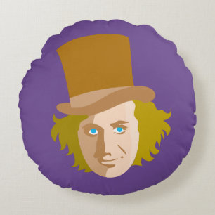 Willy Wonka Stenciled Ansikte Graphic Rund Kudde