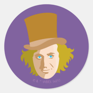 Willy Wonka Stenciled Ansikte Graphic Runt Klistermärke