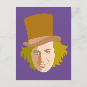 Willy Wonka Stenciled Ansikte Graphic Vykort