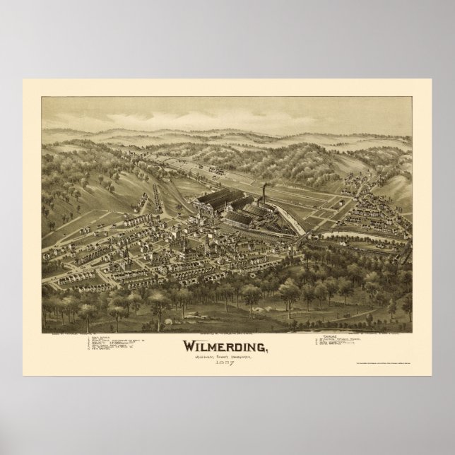 Wilmerding, PA Panoramic Karta - 1897 Poster (Framsidan)