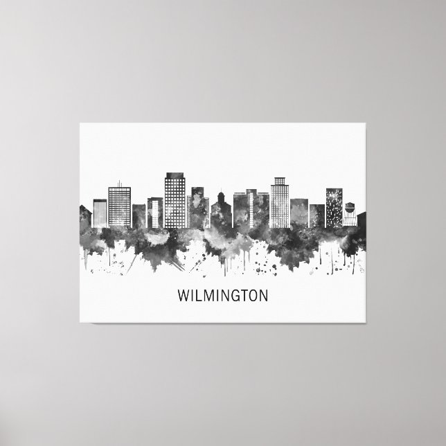 Wilmington Delaware Skyline BW Canvastryck (Framsida)