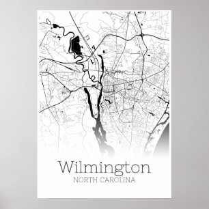 Wilmington Karta - North Carolina - City Karta Pos Poster