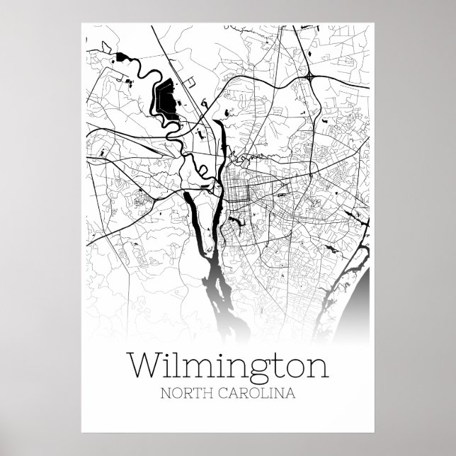 Wilmington Karta - North Carolina - City Karta Pos Poster (Framsidan)