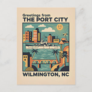Wilmington NC Färgglad Retro Resa 1930-tal Vykort