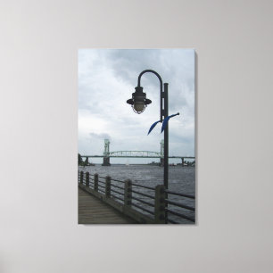 Wilmington NC i stadens centrum Riverwalk Canvastryck