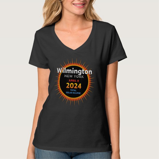 Wilmington New York NY Total Solar Eclipse 2024 2 T Shirt (Framsida)