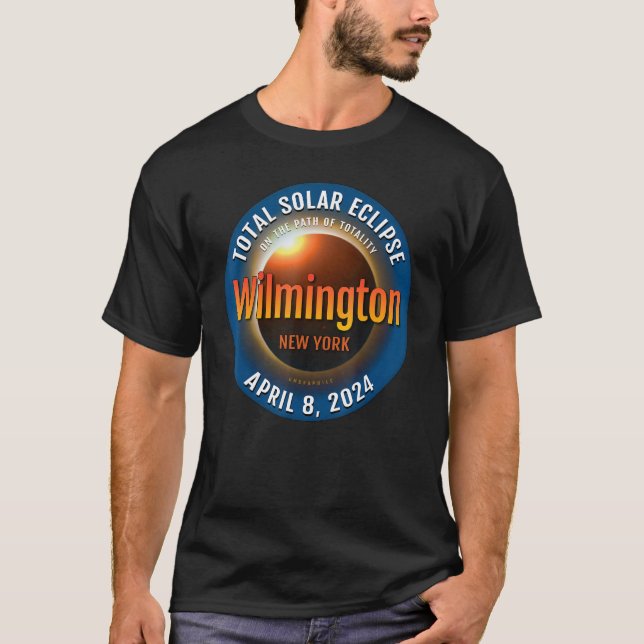 Wilmington New York NY Total Solar Eclipse 2024 3 T Shirt (Framsida)