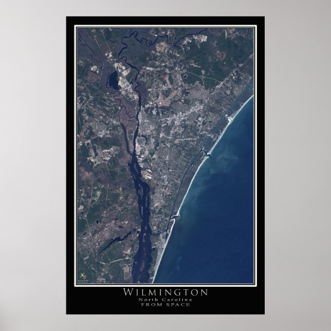 Wilmington North Carolina Satellite Poster Karta (Framsidan)
