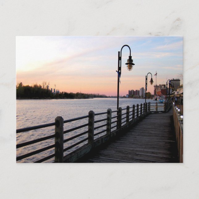 Wilmington Riverwalk Solnedgång Kustfotografering Vykort (Framsida)