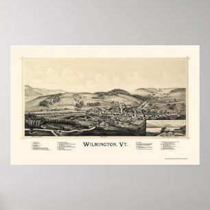 Wilmington, VT Panoramic Karta - 1891 Poster