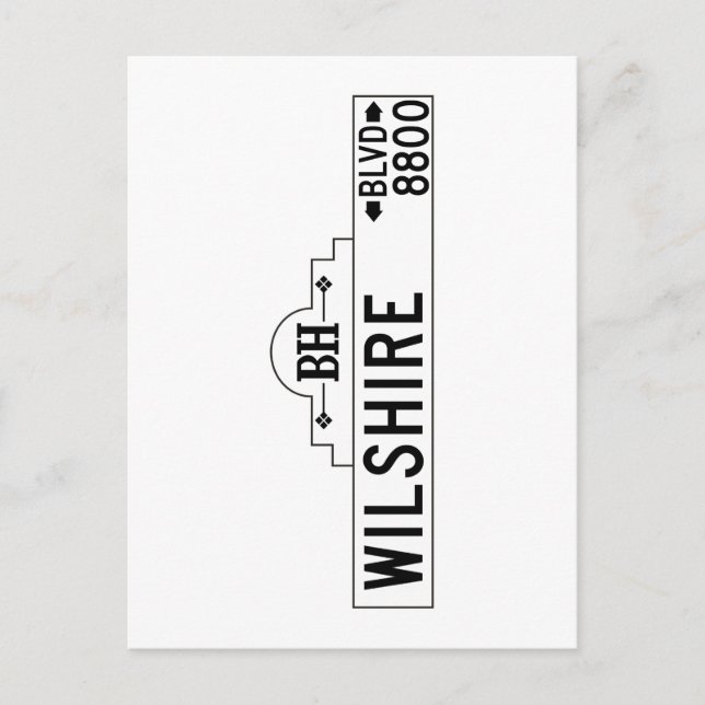 Wilshire Boulevard, Los Angeles, CA Street Sign Vykort (Framsida)