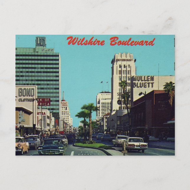 Wilshire Boulevard, Los Angeles, Kalifornien 1960- Vykort (Framsida)