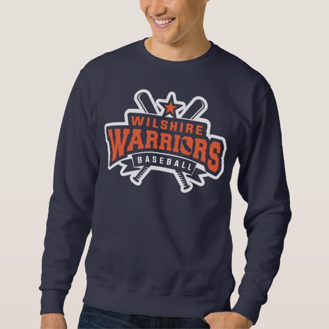 Wilshire Warriors Baseball League White Logotyp Lång Ärmad Tröja (Framsida)
