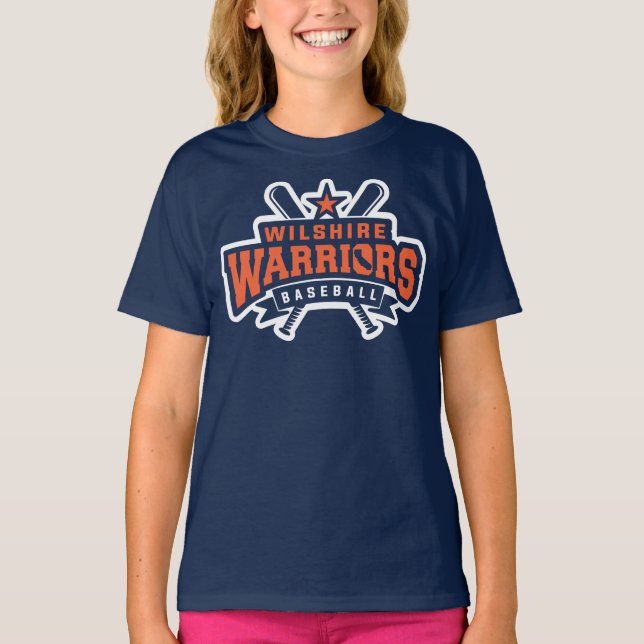 Wilshire Warriors Baseball League White Logotyp T Shirt (Framsida)