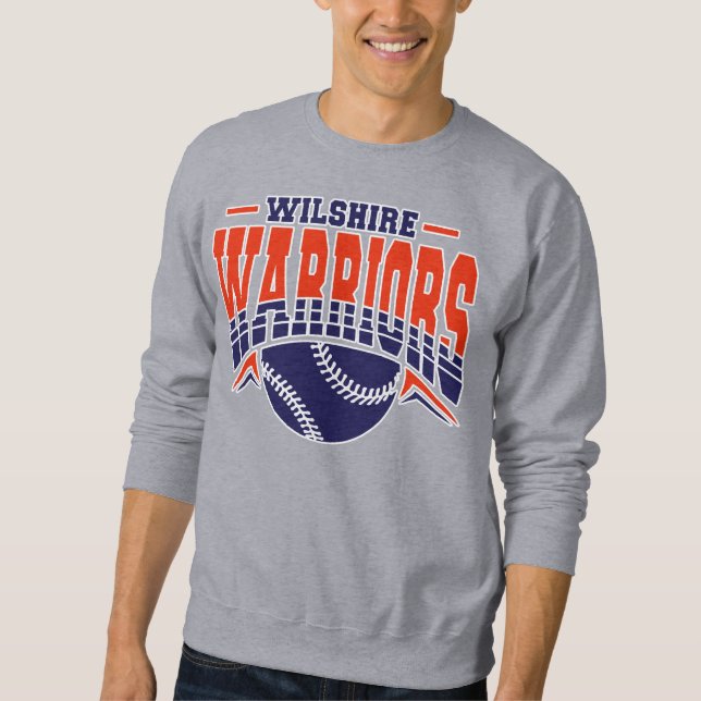 Wilshire Warriors Navy Baseball Logotyp Lång Ärmad Tröja (Framsida)