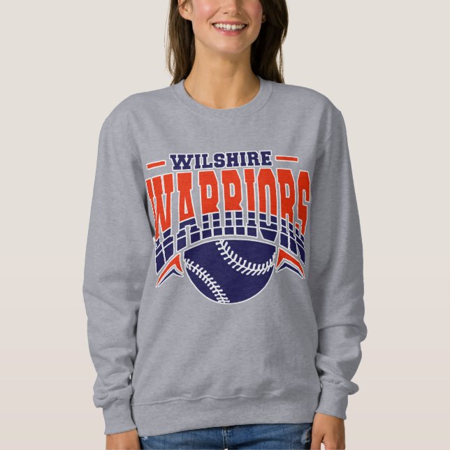 Wilshire Warriors Navy Baseball Logotyp T Shirt (Framsida)