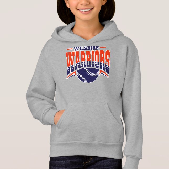 Wilshire Warriors Navy Baseball Logotyp T Shirt (Framsida)