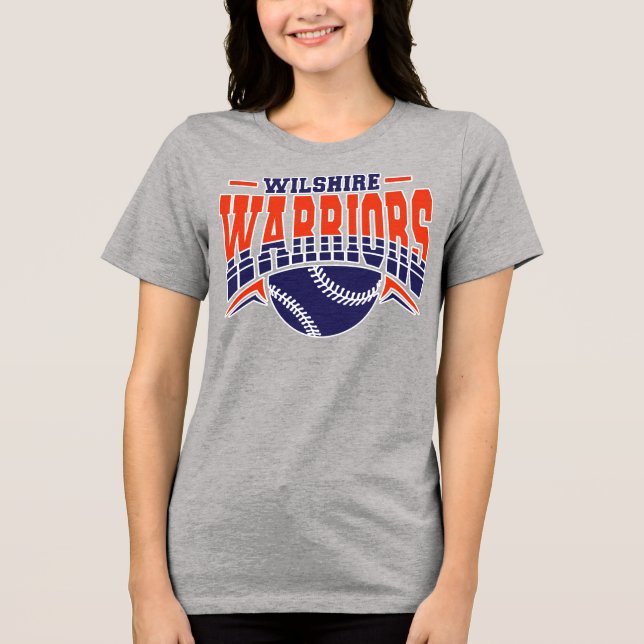 Wilshire Warriors Navy Baseball Logotyp T Shirt (Framsida)
