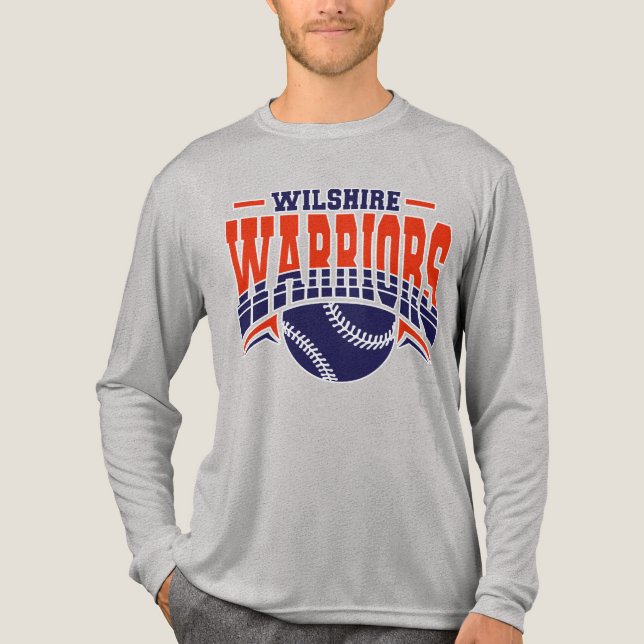 Wilshire Warriors Navy Baseball Logotyp T Shirt (Framsida)