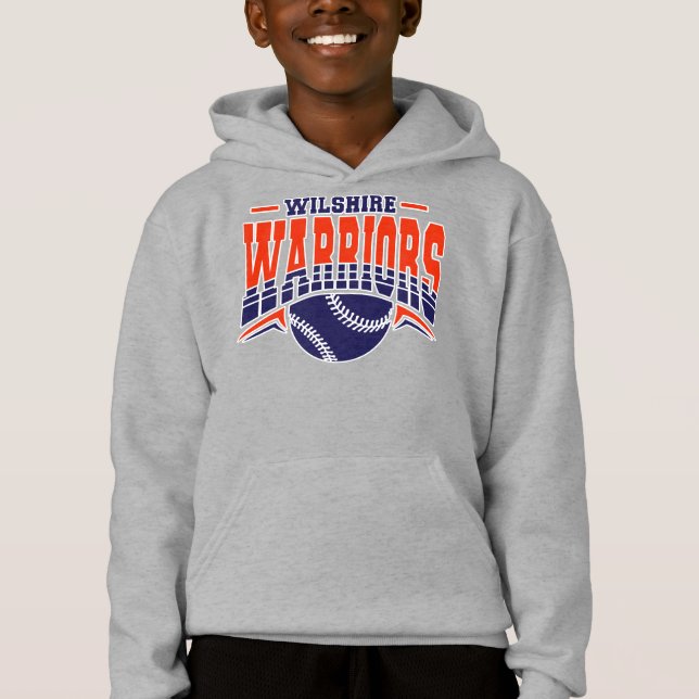 Wilshire Warriors Navy Baseball Logotyp T Shirt (Framsida)