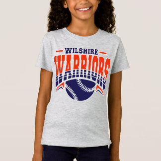 Wilshire Warriors Navy Baseball Logotyp T Shirt