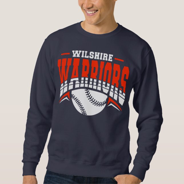 Wilshire Warriors White Baseball Logotyp Lång Ärmad Tröja (Framsida)
