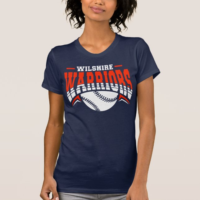 Wilshire Warriors White Baseball Logotyp T Shirt (Framsida)