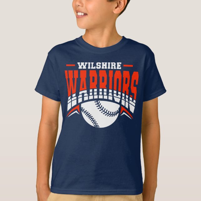 Wilshire Warriors White Baseball Logotyp T Shirt (Framsida)