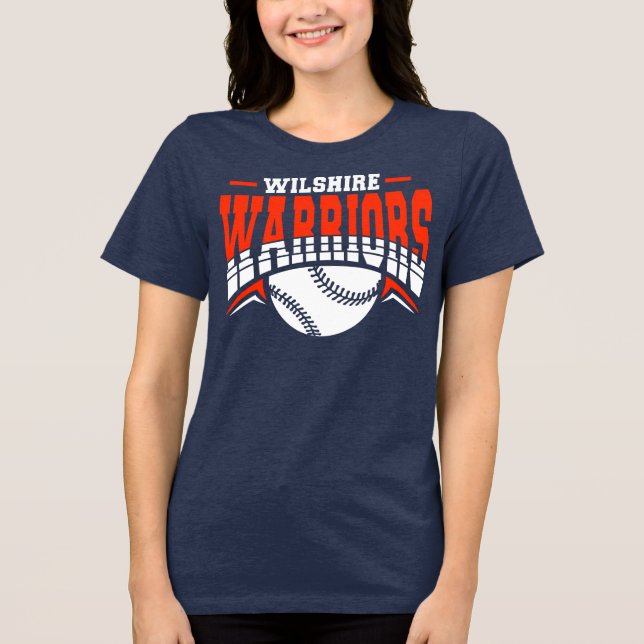 Wilshire Warriors White Baseball Logotyp T Shirt (Framsida)