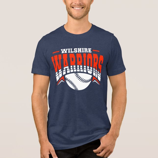 Wilshire Warriors White Baseball Logotyp T Shirt (Framsida)