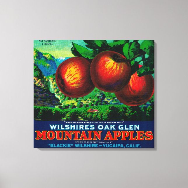 Wilshire's Oak Glen Apple Låda Label Canvastryck (Framsida)