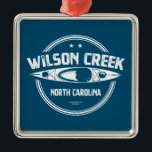 Wilson Bäck North Carolina Kayaking Julgransprydnad Metall<br><div class="desc">Wilson Bäck North Carolina har ett system i vatten som kommer nära Calloway Peak och sträcker sig 23 sjömil innan man går med med John's River.</div>