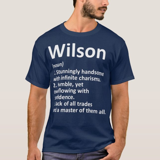 WILSON Definition Personlig Namn Funny Gift T Shirt (Framsida)