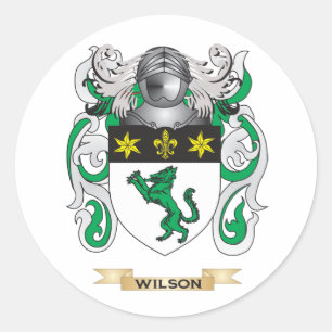 Wilson Family Crest (Jackande av Arm) Runt Klistermärke
