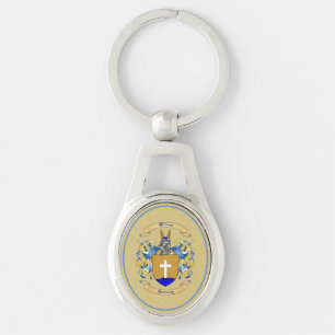 Wilson Family Crest [tyska] Ovalt Silverfärgad Nyckelring