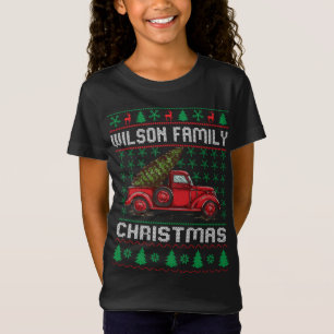 Wilson Family Ugly jul Sweater Red Lastbil Roligt T Shirt