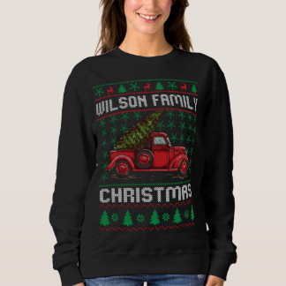 Wilson Family Ugly jul Sweater Red Lastbil Roligt T Shirt