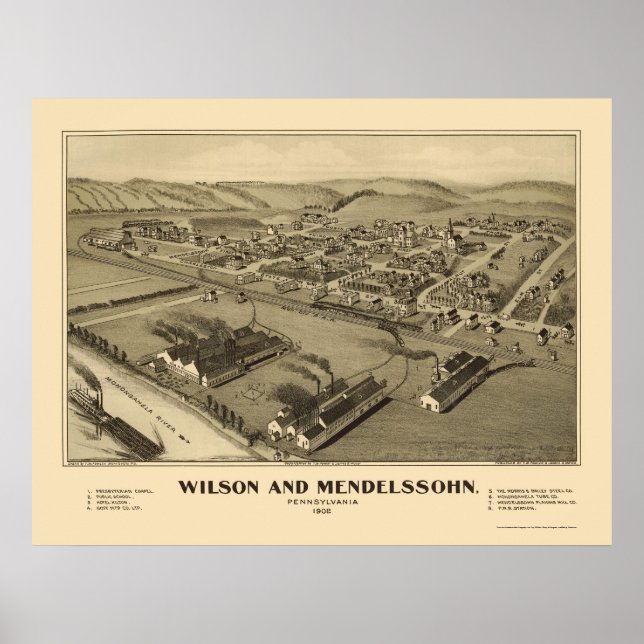 Wilson & Mendelssohn, PA Panoramic Karta - 1902 Poster (Framsidan)