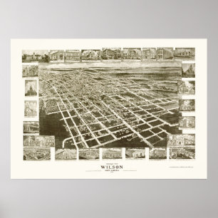 Wilson, NC Panoramic Karta - 1908 Poster