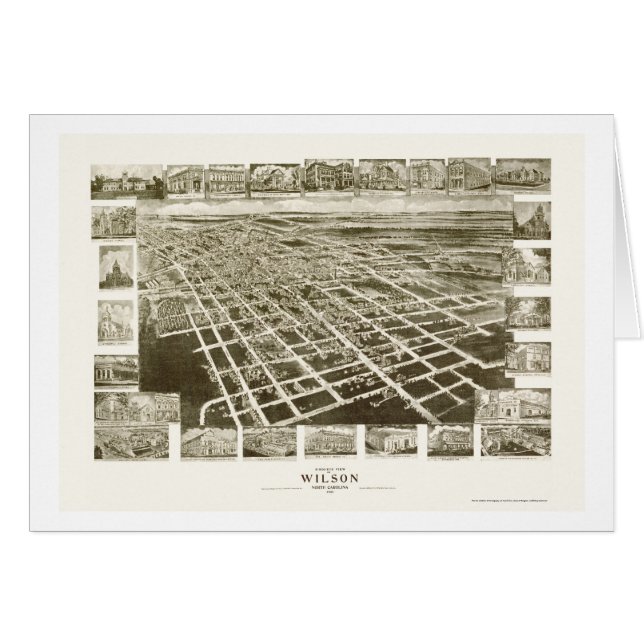 Wilson panorama- karta för NC - 1908 Hälsningskort (Framsidan Horizontal)