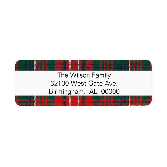 Wilson Tartan Play Return Label Returadress Etikett (Framsidan)