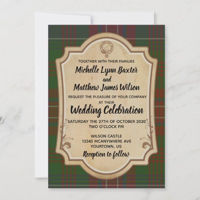Wilson Tartan Wedding-inbjudan Inbjudningar (Framsida)